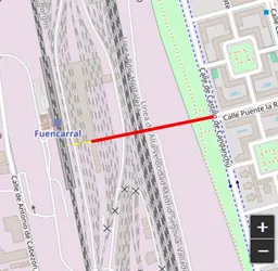 Localización de la pasarela elevada e itinerario obligado para ir andando